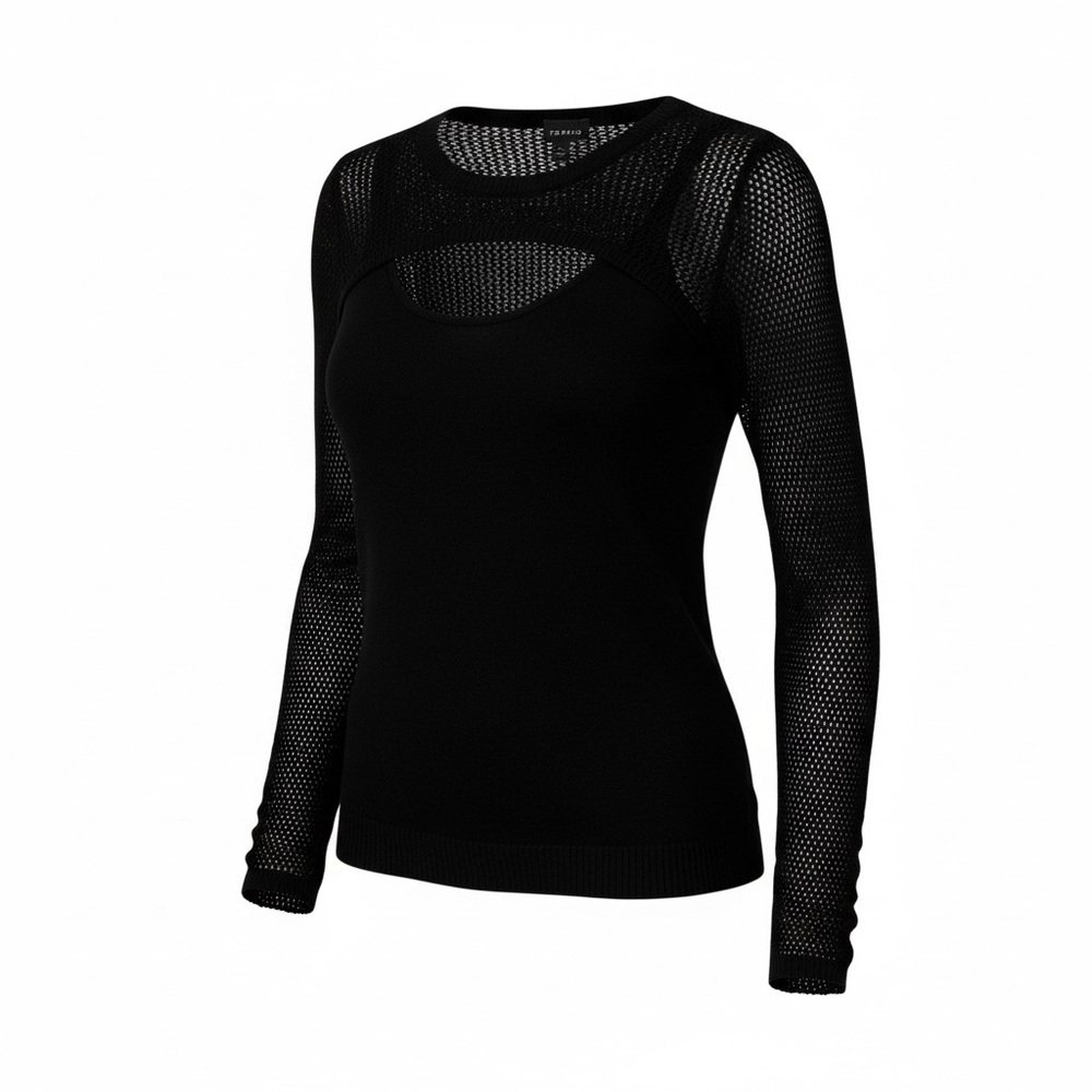 Torrid Black Mesh Long Sleeve Top – Size 1 (14/16)